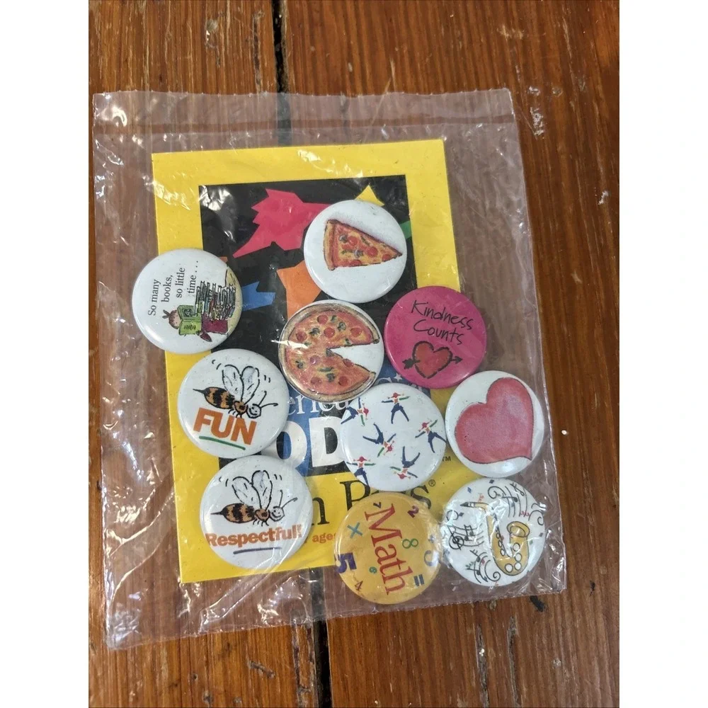 NEW - 10 Retired American Girl Grin Pins - Pizza,‎ Math, Saxophone, Bees